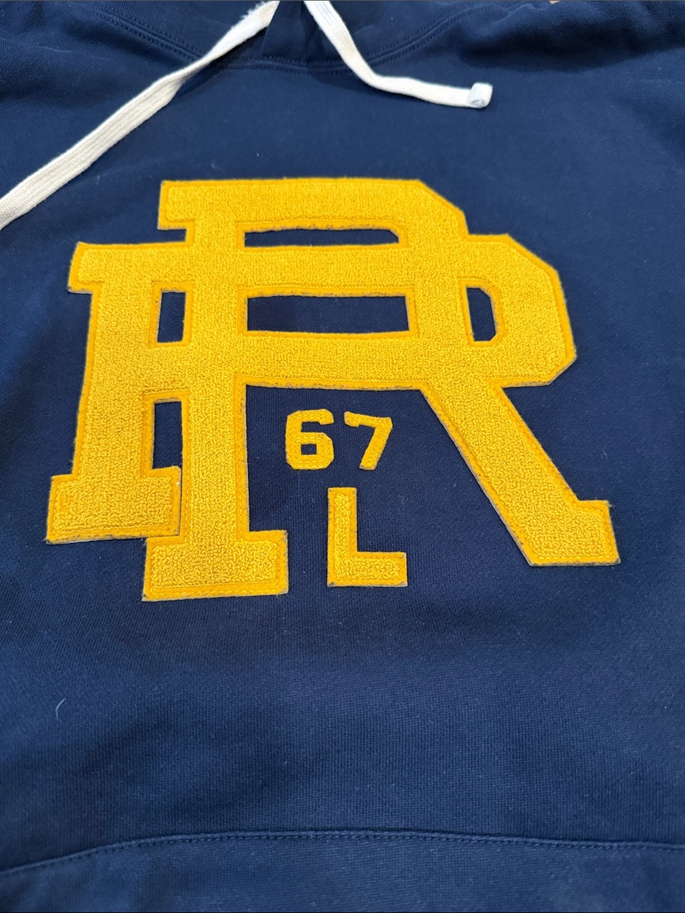 Polo by Ralph Lauren Navy Hoodie with Yellow Logo - Picture 2 of 4